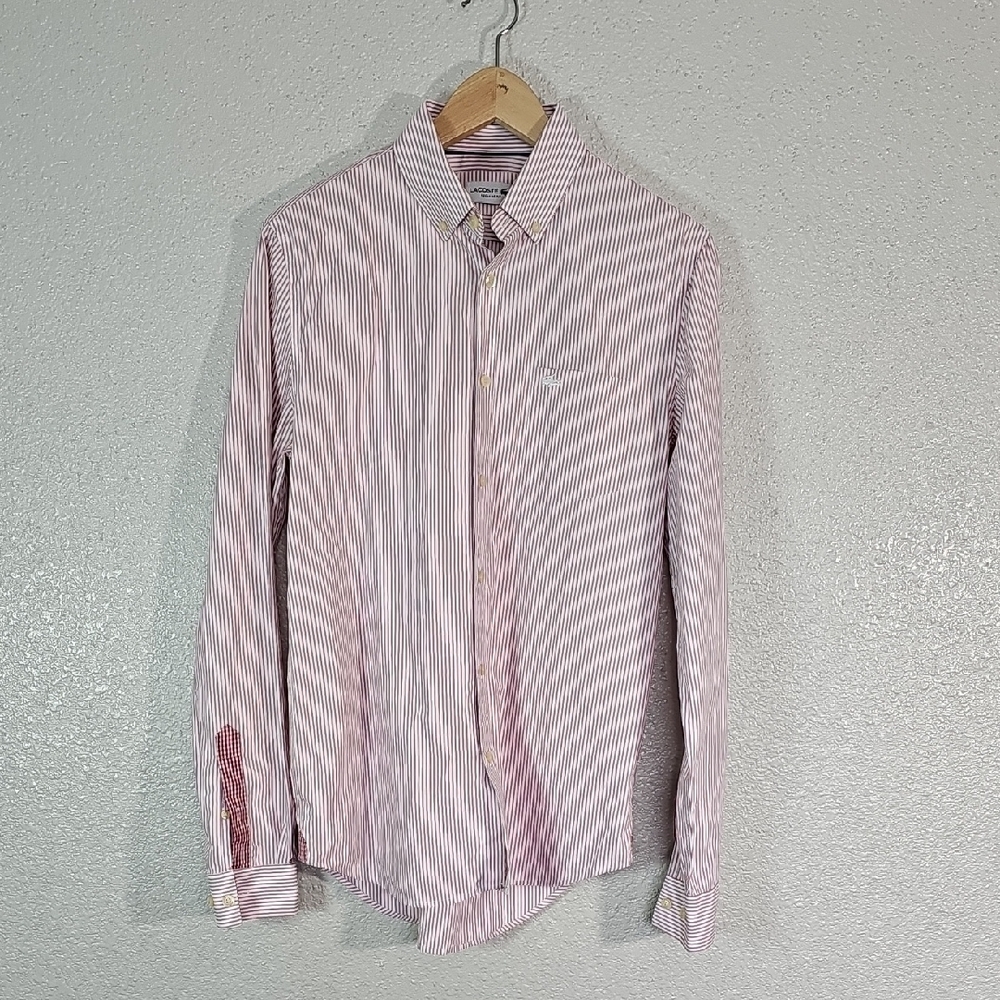 Lacoste Striped Casual Button-Down Shirt.